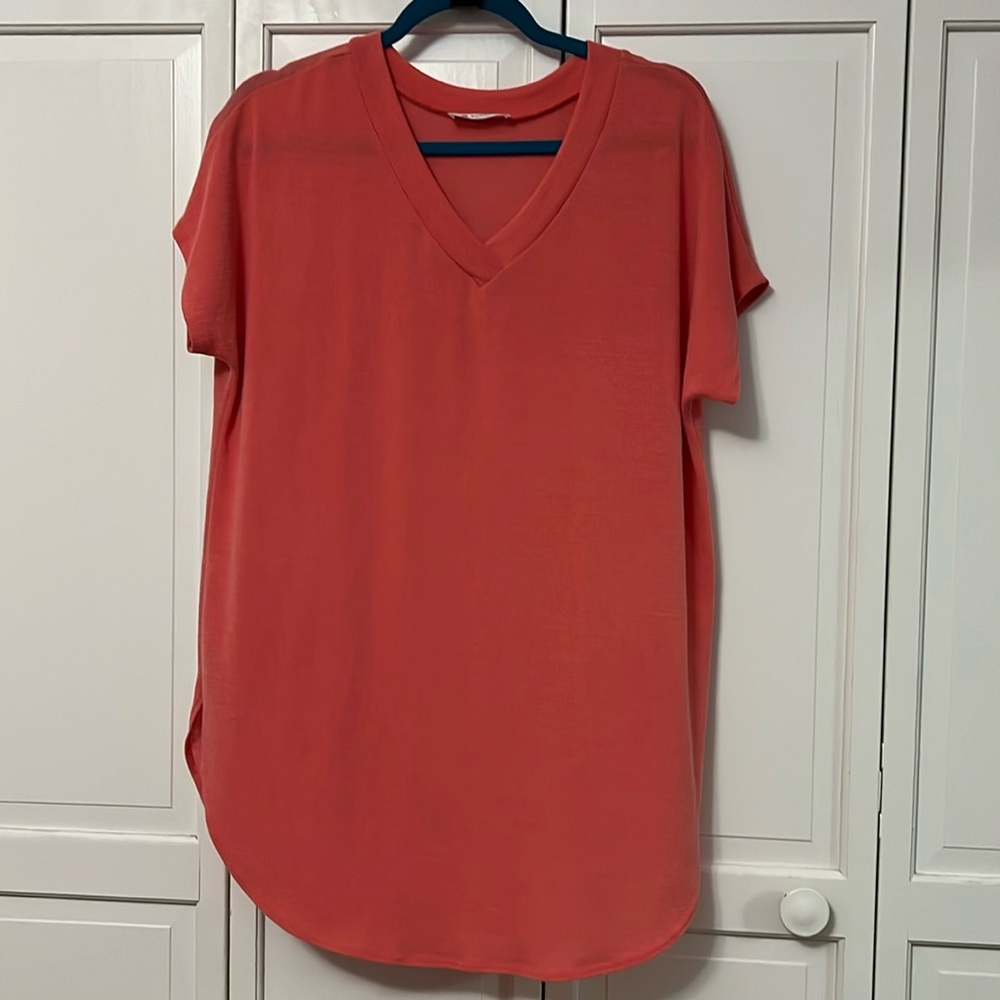 Coral Loose Fit V-Neck Tunic